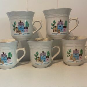 Ceramic heartland stoneware mugs cottagecore set of 5